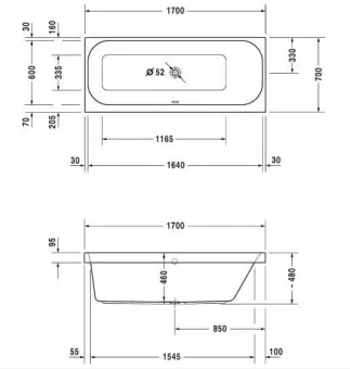 ВАННА АКРИЛОВАЯ DURAVIT HAPPY D.2 170Х70 СМ (700311000000000)