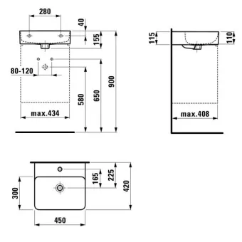 КЕРАМИЧЕСКАЯ МИНИ-РАКОВИНА 45 СМ LAUFEN VAL, БЕЛЫЙ МАТОВЫЙ (H8152817571041)