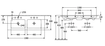 РАКОВИНА 130Х50 VILLEROY&BOCH VENTICELLO, WHITE ALPIN (4111DJ01)