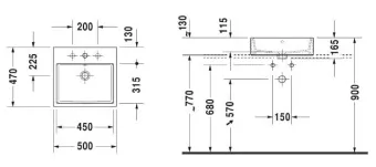 КЕРАМИЧЕСКАЯ РАКОВИНА 50 СМ DURAVIT VERO AIR (2352500041)
