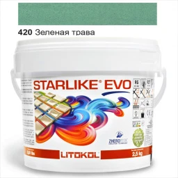 ЭПОКСИДНАЯ ЗАТИРКА LITOKOL STARLIKE EVO 420 ЗЕЛЕНАЯ ТРАВА (СВЕТЛО-ЗЕЛЕНАЯ) 2,5 КГ (STEVOVPR02.5)