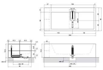 ВАННА ПРИСТЕННАЯ ANTONIO LUPI BIBLIO 200X90 СМ (BIBLIO43-3)