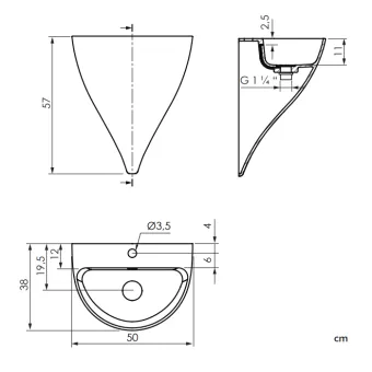 РАКОВИНА ПОДВЕСНАЯ 50Х38 CM SANYCCES KALIYA, БЕЛЫЙ МАТОВЫЙ (LV3050503857WM)