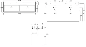 КЕРАМИЧЕСКАЯ РАКОВИНА 141 CМ SIMAS AGILE, MATTE MOKA (AG 141D)