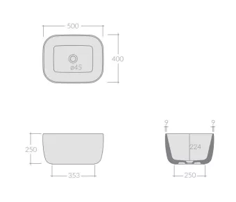 РАКОВИНА НАКЛАДНАЯ 50Х40 СМ GALASSIA LOLA, БЕЛЫЙ МАТОВЫЙ (7500MT)