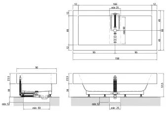 ВАННА ВСТРАИВАЕМАЯ ANTONIO LUPI BIBLIO 190Х90 СМ (BIBLIO81)