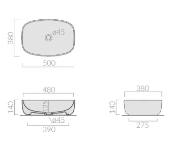 РАКОВИНА 50Х38 СМ GALASSIA DREAM, ПЕСОЧНЫЙ (7301SA)