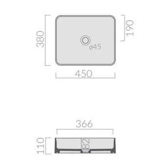 РАКОВИНА НАКЛАДНАЯ 45Х38 СМ GALASSIA SMART B, ЧЕРНЫЙ МАТОВЫЙ (7414NEMT)