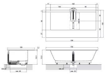 ВАННА ВСТРАИВАЕМАЯ ANTONIO LUPI BIBLIO 190X100 СМ (BIBLIO61)