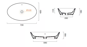 КЕРАМИЧЕСКАЯ РАКОВИНА 70 СМ CATALANO GOLD&SILVER, GOLD/BLACK (170VLNNO)