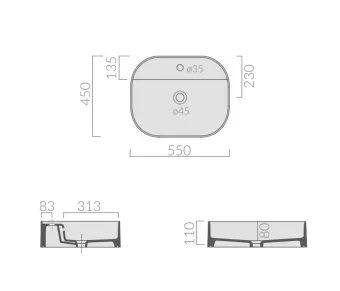 РАКОВИНА НАКЛАДНАЯ 55Х45 СМ GALASSIA SMART B, БЕЛЫЙ (7401)
