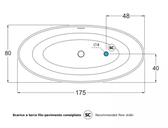ВАННА КАМЕННАЯ GRUPPO TREESSE ALMA 175Х80 СМ, БЕЛАЯ МАТОВЫЙ (V015BO)
