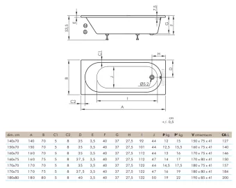 ГИДРОМАССАЖНАЯ АКРИЛОВАЯ ВАННА SANYCCES SERENA ELEGANCE 180Х80 СМ, БЕЛАЯ (BN11818080E)