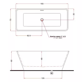 ВАННА КАМЕННАЯ GRUPPO TREESSE VIVA 165Х70 СМ, БЕЛАЯ (V286BL)