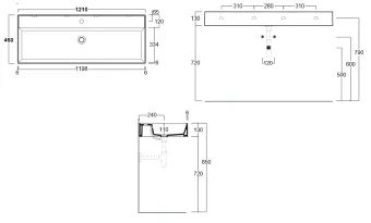КЕРАМИЧЕСКАЯ РАКОВИНА 121 CМ SIMAS AGILE, GLOSSY WHITE (AG 121)