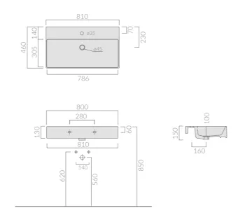 РАКОВИНА 81Х46 СМ GALASSIA MEG11, БЕЛЫЙ (8973)