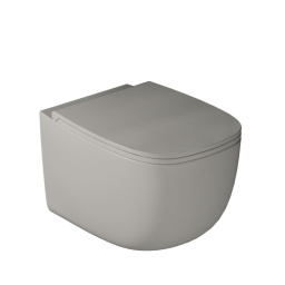 ПОДВЕСНОЙ БЕЗОБОДКОВЫЙ УНИТАЗ GALASSIA LOLA С КРЫШКОЙ SOFT CLOSE, СЕРЫЙ МАТОВЫЙ (7511GM+7513GM)