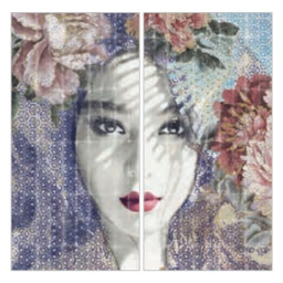 Фото плитки FIANDRE DESIGN YOUR SLABS GEISHA COMPOSIZIONE ART 2 ШТ NAT Y4X900D330006 150X300X0,6 из коллекции FIANDRE DESIGN YOUR SLABS 