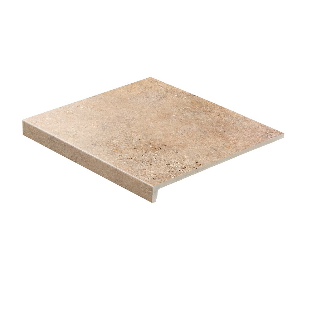 Фото плитки STROEHER GRAVEL BLEND BROWN 9430.961 СТУПЕНЬ 29.4x34 из коллекции STROEHER GRAVEL BLEND 