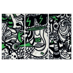 Фото плитки FIANDRE DESIGN YOUR SLABS GRUNGE GREEN COMPOSIZIONE ART 3 ШТ NAT Y4WX00D453006 150X300X0,6 из коллекции FIANDRE DESIGN YOUR SLABS 