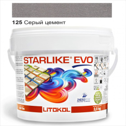 ЭПОКСИДНАЯ ЗАТИРКА LITOKOL STARLIKE EVO 125 СЕРЫЙ ЦЕМЕНТ (СЕРАЯ) 2,5 КГ (STEVOGCM02.5)