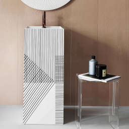 КЕРАМИЧЕСКАЯ РАКОВИНА 37,5 СМ СО СКРЫТЫМ СЛИВОМ LAUFEN KARTELL, БЕЛО-СЕРЫЙ (H811331D011111)