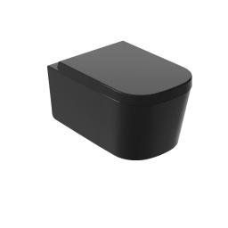 ПОДВЕСНОЙ БЕЗОБОДКОВЫЙ УНИТАЗ GALASSIA MEG11 С КРЫШКОЙ SOFT CLOSE, ЧЕРНЫЙ (5486NE+5455NE)