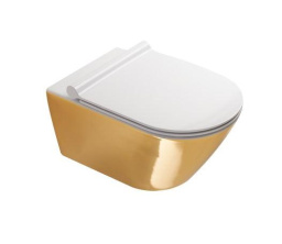 ПОДВЕСНОЙ БЕЗОБОДКОВЫЙ УНИТАЗ CATALANO GOLD&SILVER NEWFLUSH, GOLD/WHITE (1VS55NRBO)