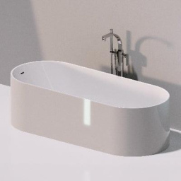 ВАННА ИЗ ИСКУССТВЕННОГО КАМНЯ ОТДЕЛЬНОСТОЯЩАЯ FLAMINIA OVAL BICOLOR 170Х70 СМ, WHITE-GREY (OV170)