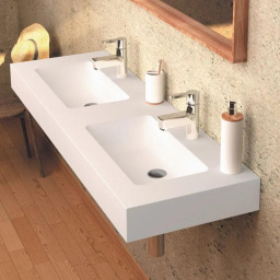 РАКОВИНА ПОДВЕСНАЯ ДВОЙНАЯ 140Х46 CM SANYCCES CARDIFF MURO, БЕЛЫЙ МАТОВЫЙ (LV30714046102SWM)