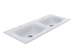 КЕРАМИЧЕСКАЯ ДВОЙНАЯ ВСТРАИВАЕМАЯ РАКОВИНА 110 СМ MIRAGGIO JESSEL 1100-2, БЕЛЫЙ МАТОВЫЙ (0000939)