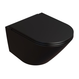 ПОДВЕСНОЙ БЕЗОБОДКОВЫЙ УНИТАЗ С КРЫШКОЙ SOFT CLOSE GLOBO FORTY3, ЧЕРНЫЙ (FOS07AR/FOR20AR)