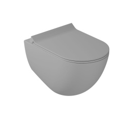 ПОДВЕСНОЙ БЕЗОБОДКОВЫЙ УНИТАЗ GALASSIA DREAM С КРЫШКОЙ SOFT CLOSE, СЕРЫЙ МАТОВЫЙ (7317GM+7314GM)