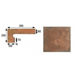 Керамогранит GRES ARAGON ANTIC MARRON ZANQUIN IZDA. LEFT PZ160 20x39x1,6 из коллекции GRES ARAGON ANTIC 