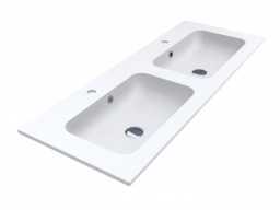 КЕРАМИЧЕСКАЯ ДВОЙНАЯ ВСТРАИВАЕМАЯ РАКОВИНА 120 СМ MIRAGGIO DELLA 1200 MIRASOFT, БЕЛЫЙ МАТОВЫЙ (0001015)