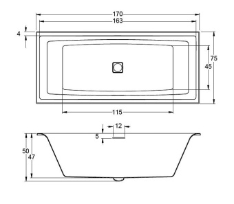 ВАННА АКРИЛОВАЯ RIHO STILL SQUARE LED 170X75 СМ R (B100003005)