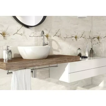 OPOCZNO STONE FLOWERS INSERTO BEIGE 25X75