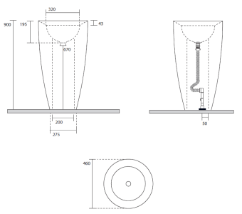 КЕРАМИЧЕСКАЯ РАКОВИНА 46 СМ AXA DP, ЧЕРНАЯ МАТОВАЯ (8340007)
