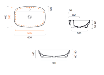 КЕРАМИЧЕСКАЯ РАКОВИНА 60 СМ CATALANO GREEN LUX, BIANCO LUCIDO (160GRLXN00)