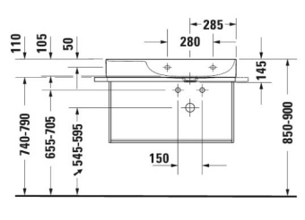 РАКОВИНА 80Х47 СМ АСИММЕТРИЧНАЯ DURAVIT DURASQUARE, БЕЛЫЙ (2349800041)