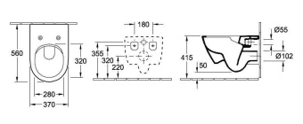 ПОДВЕСНОЙ БЕЗОБОДКОВЫЙ УНИТАЗ VILLEROY&BOCH SUBWAY 2.0, GRAPHITE (5614R0I4)