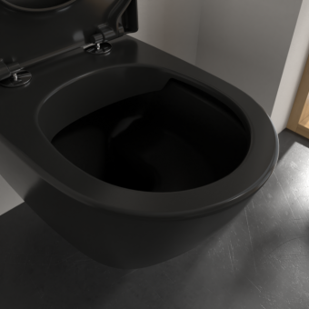 ПОДВЕСНОЙ БЕЗОБОДКОВЫЙ УНИТАЗ VILLEROY&BOCH SUBWAY 2.0, EBONY (5614R0S5)