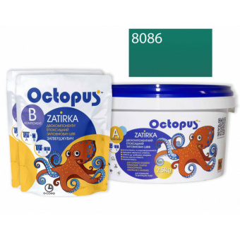 ЭПОКСИДНАЯ ЗАТИРКА OCTOPUS ZATIRKA 2-КОМП. ЦВЕТ ЗЕЛЕНО-МЯТНЫЙ 8086 2,5 КГ (8086-2)