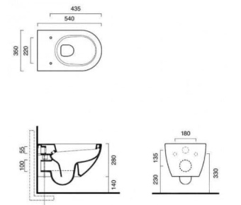 ПОДВЕСНОЙ БЕЗОБОДКОВЫЙ УНИТАЗ CATALANO SFERA NEWFLUSH, СЕРЫЙ (1VSF54RGS)