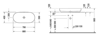 КЕРАМИЧЕСКАЯ РАКОВИНА 80 СМ DURAVIT LUV (0379800000)