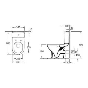 УНИТАЗ-КОМПАКТ VILLEROY&BOCH O.NOVO DIRECTFLUSH, CERAMICPLUS (5661R0R1)