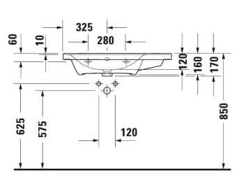 РАКОВИНА 80Х48СМ АСИММЕТРИЧНАЯ DURAVIT D-NEO, БЕЛЫЙ (2369800000)
