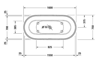 ВАННА КАМЕННАЯ DURAVIT LUV 160Х75 СМ, БЕЛАЯ (700461000000000)