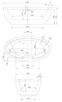 ВАННА АКРИЛОВАЯ KNIEF OVAL 180X95 СМ (0100-080)