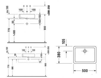 КЕРАМИЧЕСКАЯ РАКОВИНА 50 СМ DURAVIT VERO, БЕЛАЯ (0455500000)